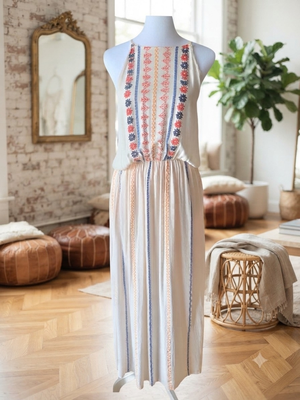 Coco + Jaimeson Printed Boho Maxi Dress Cottagecore Festival Vacation Brunch